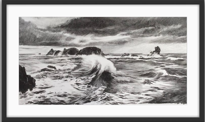 Hurricane at Cat Rock, Sark - Sold Framed, Les Burons