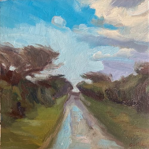 Wet road in Sark