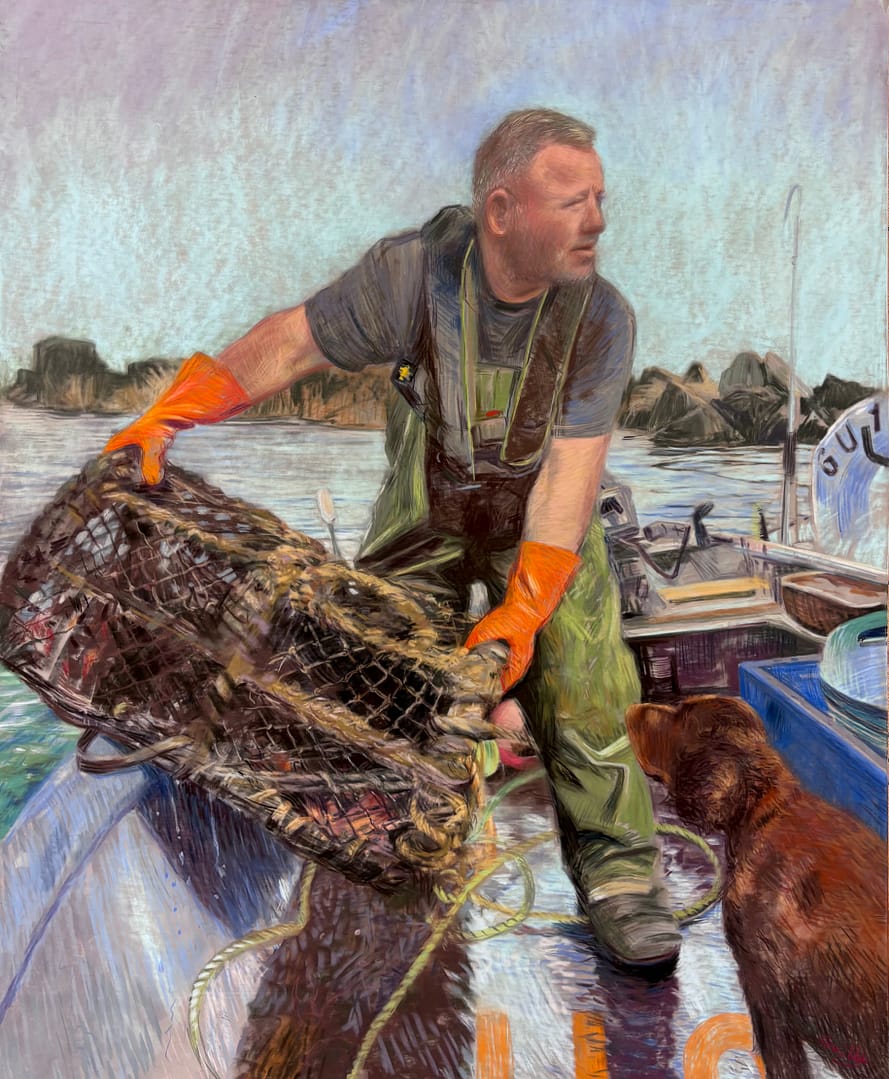 fisherman with crab pot